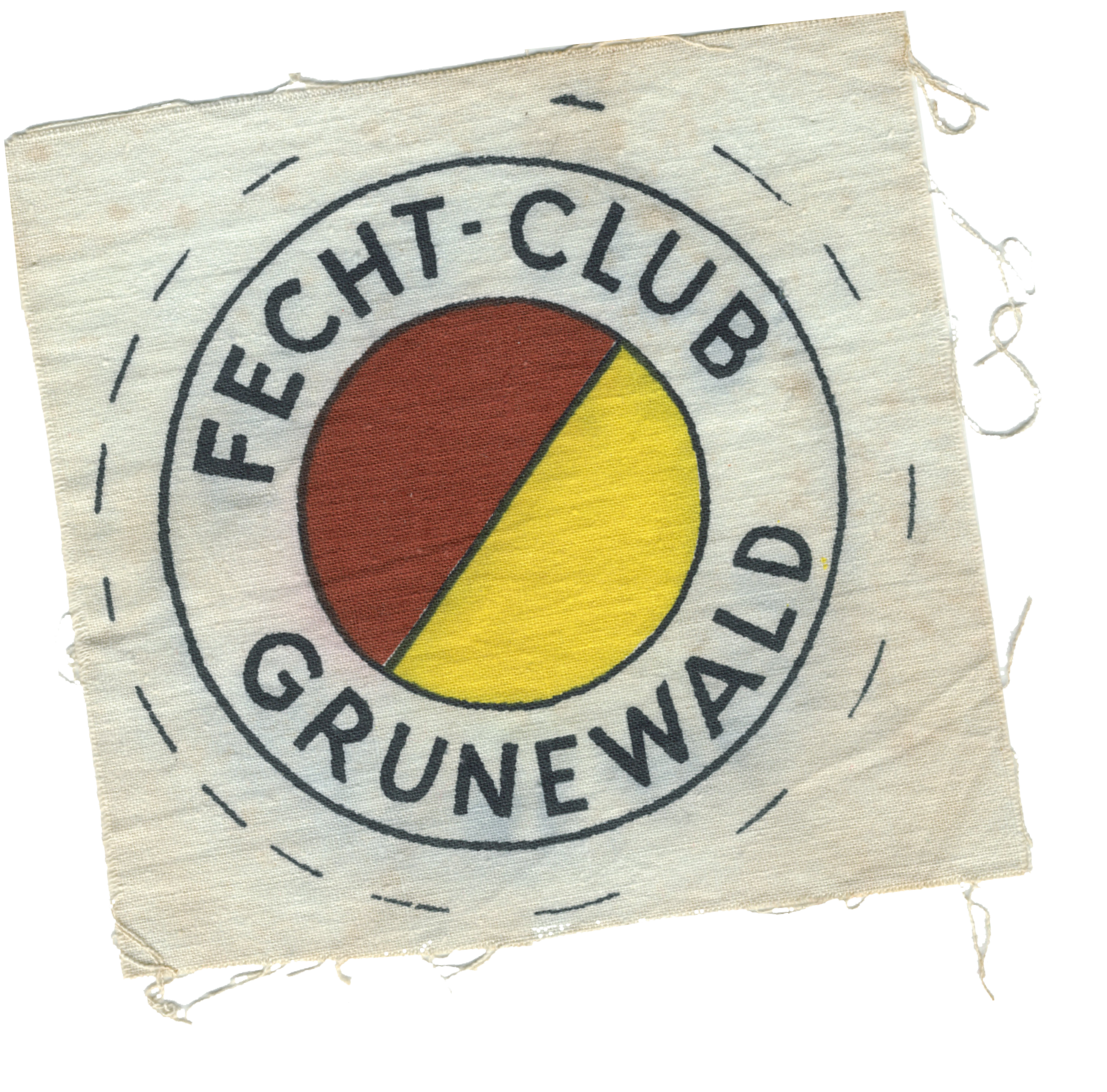Der Fecht-Club Grunewald ist der größte und einer der ältesten Fechtclubs in Berlin. Gedrucktes Emblem auf Baumwolluntergrund